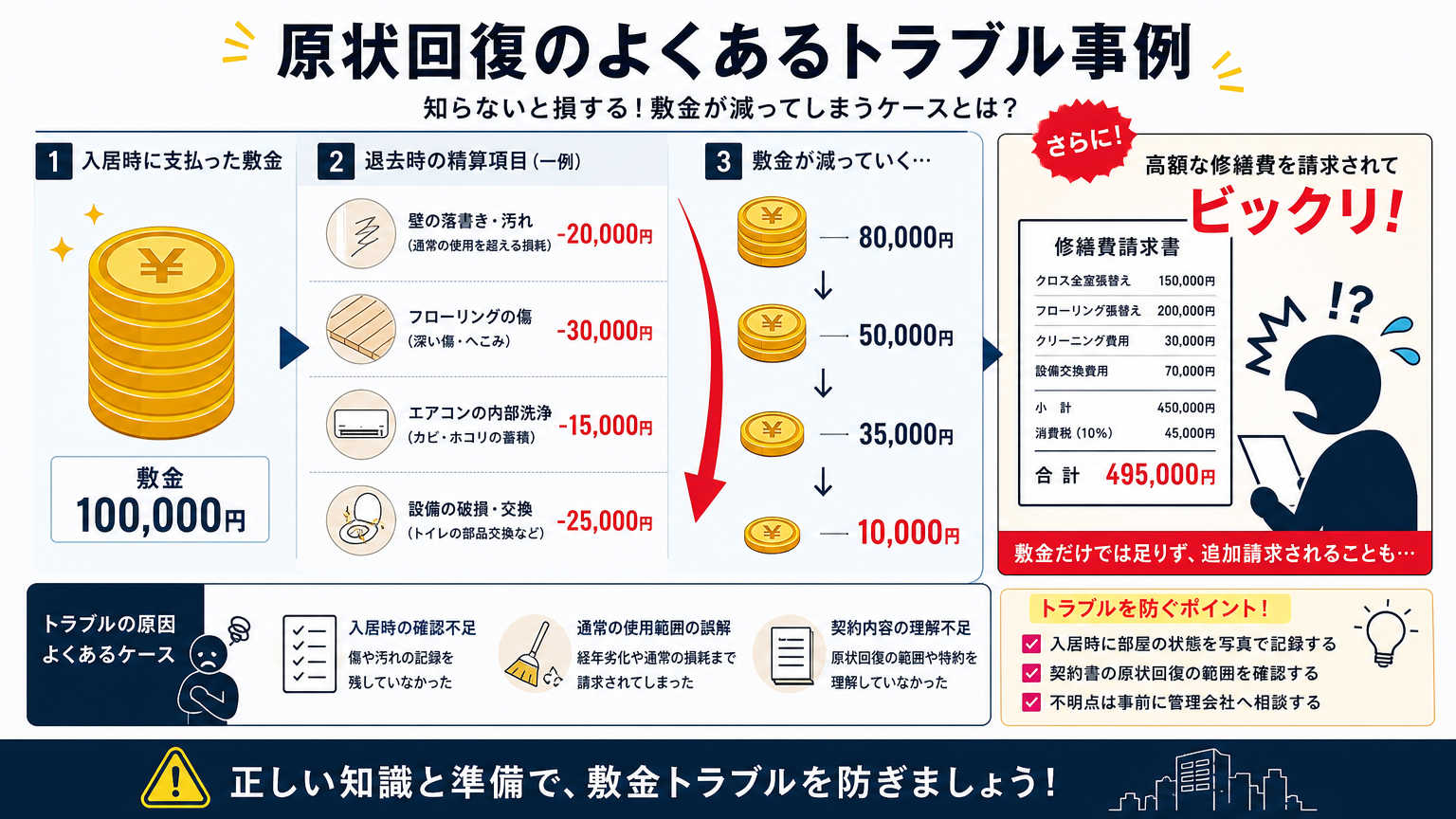 退去時の原状回復でよくあるトラブル事例